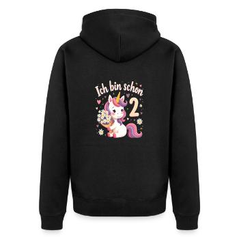 Licorne mignonne 2e anniversaire pour les filles - Veste à capuche bio Premium Unisexe - noir - Dos - Nico (187cm)