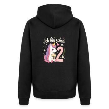 Licorne mignonne 2e anniversaire pour les filles - Veste à capuche bio Premium Unisexe - noir - Dos - Nico (187cm)