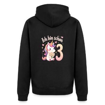 Licorne mignonne 3ème anniversaire pour les filles - Veste à capuche bio Premium Unisexe - noir - Dos - Nico (187cm)
