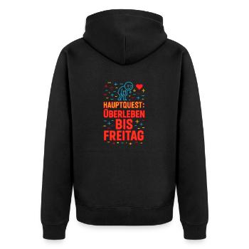 Quête principale : Survivre jusqu’à vendredi - Veste à capuche bio Premium Unisexe - noir - Dos - Nico (187cm)