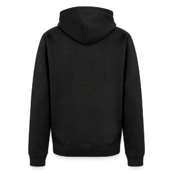 Too Broke To Be Taxed – Sarkastisches Protest Desi - Unisex Premium Bio Zip Hoodie - Schwarz - Hinten - Nico (187cm)