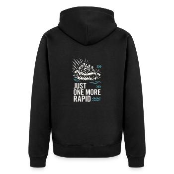 Whitewater Adventure River Rafting Crew Outdoor - Unisex Premium Bio Zip Hoodie - Schwarz - Hinten - Nico (187cm)