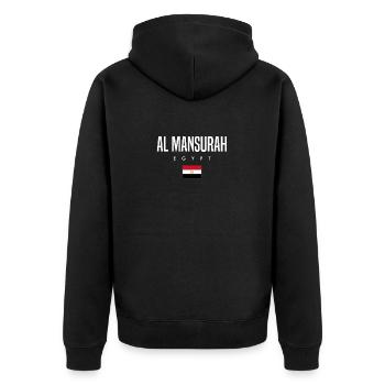 Al Mansurah Egypt - Unisex Premium Organic Zip Hoodie - black - Back - Nico (187cm)