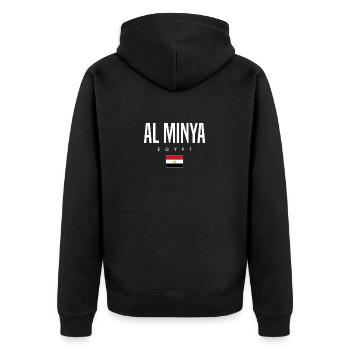 Al Minya Egypt - Unisex Premium Organic Zip Hoodie - black - Back - Nico (187cm)
