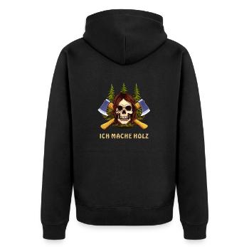 SKULL AXE I MAKE WOOD - Unisex Premium Organic Zip Hoodie - black - Back - Nico (187cm)