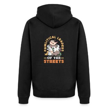Unterstützen Sie Lokale Straßenkatzen - Unisex Premium Bio Zip Hoodie - Schwarz - Hinten - Nico (187cm)