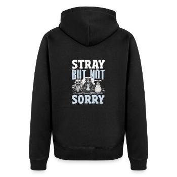 Unterstützen Sie Lokale Straßenkatzen - Unisex Premium Bio Zip Hoodie - Schwarz - Hinten - Nico (187cm)