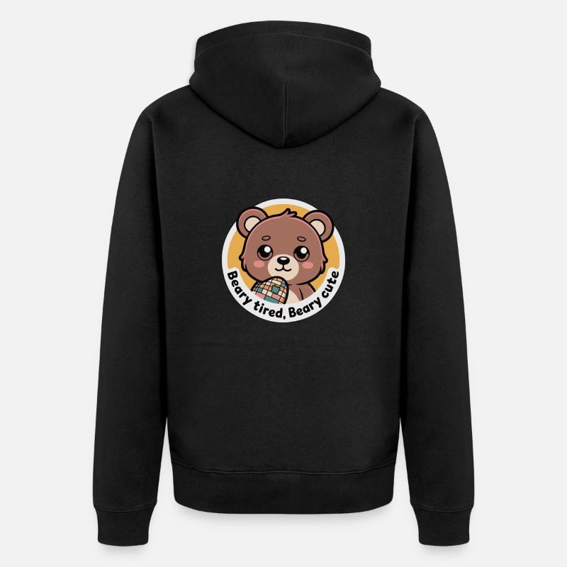 BÄRCHEN MÜDE BÄRCHEN NIEDLICH - Unisex Premium Bio Zip Hoodie - Schwarz