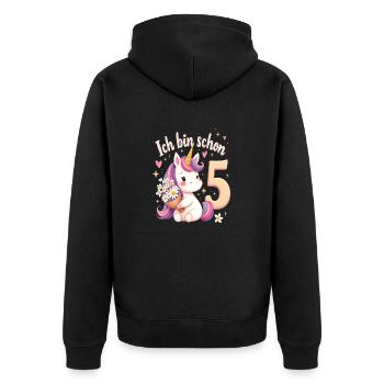 Licorne mignonne 5e anniversaire pour les filles - Veste à capuche bio Premium Unisexe - noir - Dos - Nico (187cm)