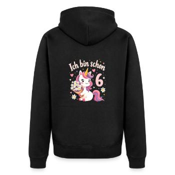 Licorne mignonne 6e anniversaire pour les filles - Veste à capuche bio Premium Unisexe - noir - Dos - Nico (187cm)