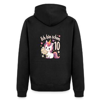 Licorne mignonne 10e anniversaire pour les filles - Veste à capuche bio Premium Unisexe - noir - Dos - Nico (187cm)