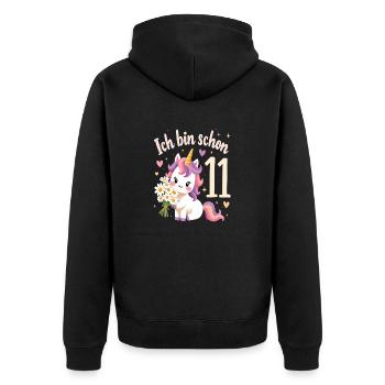 Licorne mignonne 11e anniversaire pour les filles - Veste à capuche bio Premium Unisexe - noir - Dos - Nico (187cm)