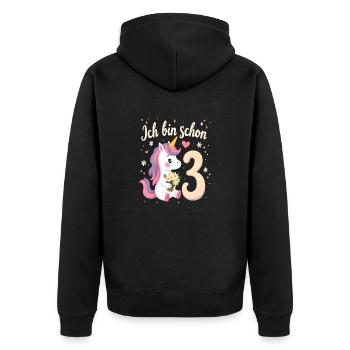 Licorne mignonne 3ème anniversaire pour les filles - Veste à capuche bio Premium Unisexe - noir - Dos - Nico (187cm)