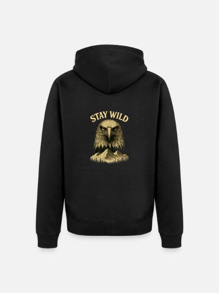 Stay Wild - Majestic Eagle - Unisex Premium Organic Zip Hoodie - black