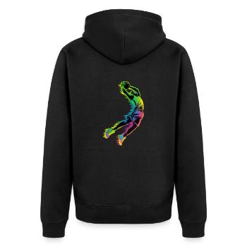 Basketball-dunk - Unisex Premium Bio Zip Hoodie - Schwarz - Hinten - Nico (187cm)