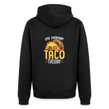 Lebe jeden Tag wie sein Taco Dienstag Lustig Mexikanisch - Unisex Premium Bio Zip Hoodie - Schwarz - Hinten - Nico (187cm)