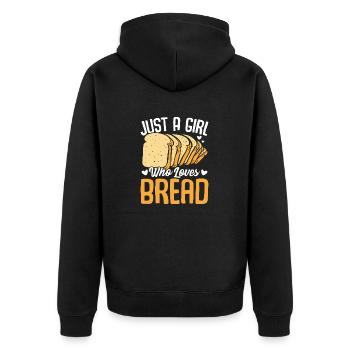 Just A Girl Who Loves Bread Funny Bread Girl - Unisex Premium Organic Zip Hoodie - black - Back - Nico (187cm)