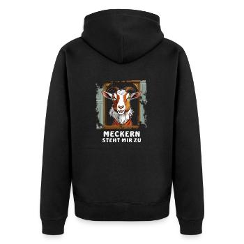 ZIEGE FENSTER MECKERN STEHT MIR ZU - Unisex Premium Bio Zip Hoodie - Schwarz - Hinten - Nico (187cm)