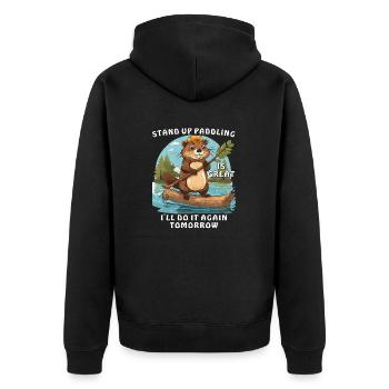 LE BEAVER STAND UP PADDLE EST GÉNIAL - Veste à capuche bio Premium Unisexe - noir - Dos - Nico (187cm)