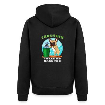 HUND TRASH BIN TAKES MY BAGS TOO - Unisex Premium Organic Zip Hoodie - black - Back - Nico (187cm)