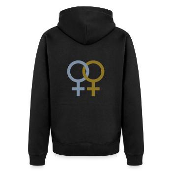 Lesbian ♀♀ - Unisex Premium Bio Zip Hoodie - Schwarz - Hinten - Nico (187cm)
