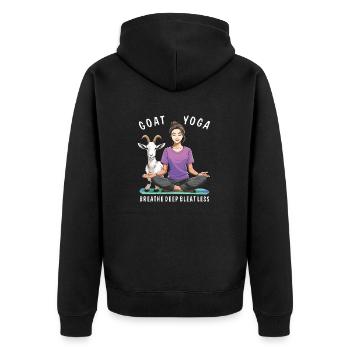 GOAT YOGA DEEP, BÊLER MOINS - Veste à capuche bio Premium Unisexe - noir - Dos - Nico (187cm)