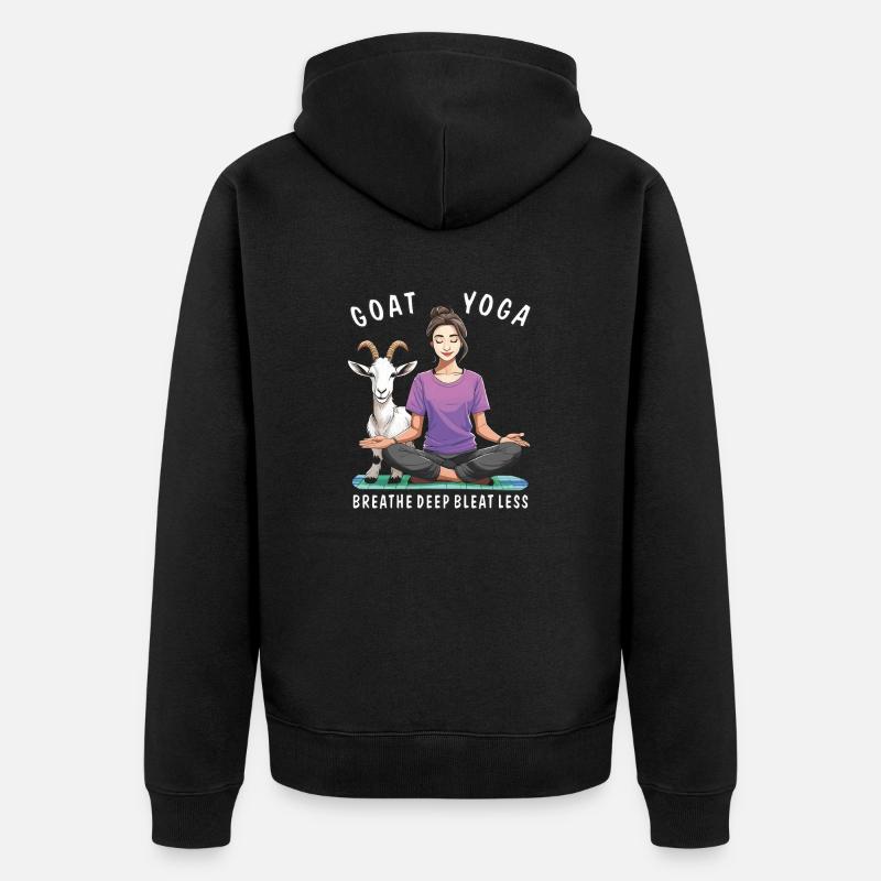GOAT YOGA DEEP, BÊLER MOINS - Veste à capuche bio Premium Unisexe - noir