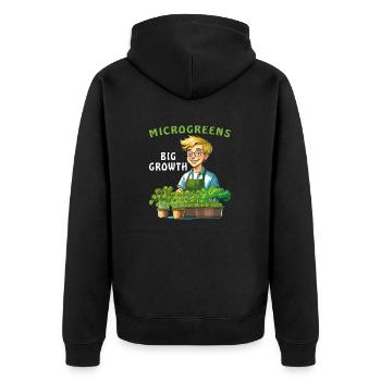 MICROGREENS BIG GROWTH - Unisex Premium Bio Zip Hoodie - Schwarz - Hinten - Nico (187cm)