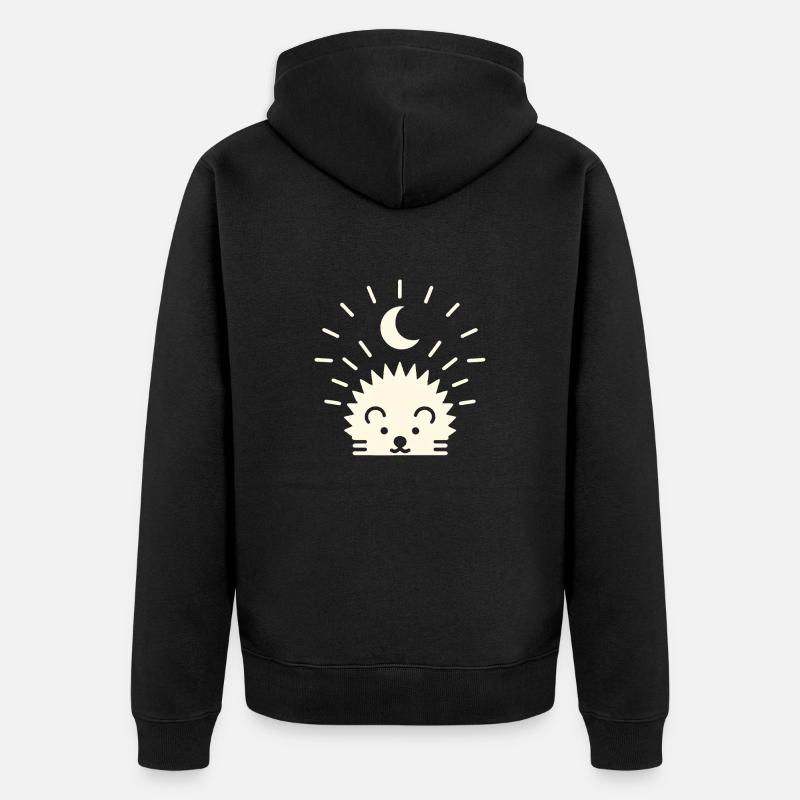 Mondschein-Igel - Unisex Premium Bio Zip Hoodie - Schwarz