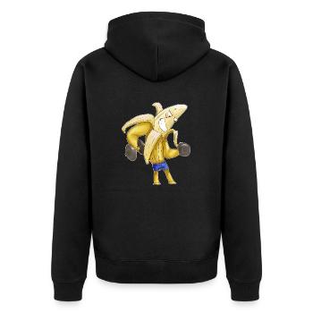 Drôle de banane avec des muscles - la forme physique rencontre l’humour ! - Veste à capuche bio Premium Unisexe - noir - Dos - Nico (187cm)