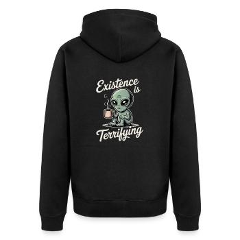 L’existence est terrifiante drôle Alien OVNI Café - Veste à capuche bio Premium Unisexe - noir - Dos - Nico (187cm)