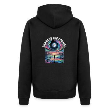 Embrace the Cosmos - Unisex Premium Organic Zip Hoodie - black - Back - Nico (187cm)