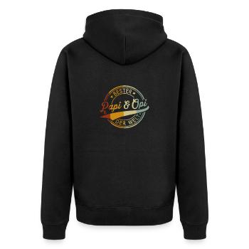 Bester Papi & Opi der Welt - Retro Look - Unisex Premium Bio Zip Hoodie - Schwarz - Hinten - Nico (187cm)