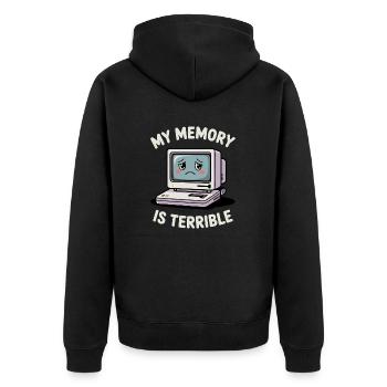 Mein Gedächtnis ist schrecklich Lustig Computer Lustig Codierung - Unisex Premium Bio Zip Hoodie - Schwarz - Hinten - Nico (187cm)