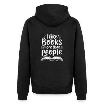 Ich mag Bücher mehr als Menschen Bibliothekarin Autor - Unisex Premium Bio Zip Hoodie - Schwarz - Hinten - Nico (187cm)