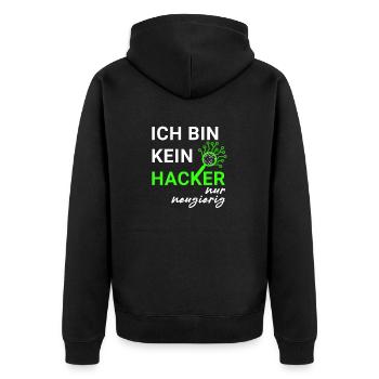 I'm not a hacker – just curious - Unisex Premium Organic Zip Hoodie - black - Back - Nico (187cm)
