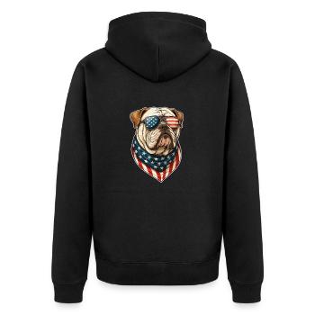 Englische Bulldogge USA - Unisex Premium Bio Zip Hoodie - Schwarz - Hinten - Nico (187cm)
