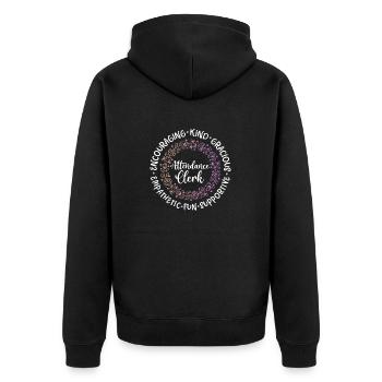 attendance clerk encouraging kind fun Design - Unisex Premium Organic Zip Hoodie - black - Back - Nico (187cm)