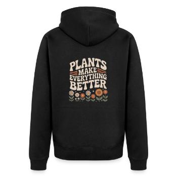 Les plantes rendent tout meilleur Jardinier Rose de jardin - Veste à capuche bio Premium Unisexe - noir - Dos - Nico (187cm)