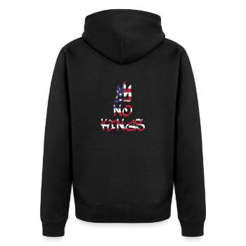 No Kings in America since 1776 Flagge USA - Unisex Premium Bio Zip Hoodie - Schwarz - Hinten - Nico (187cm)