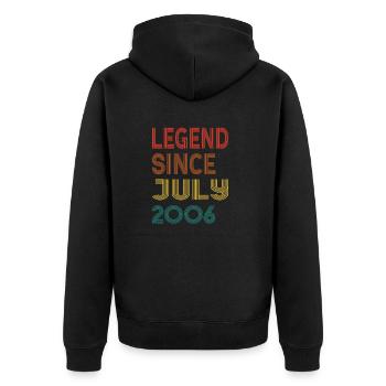 Vintage Legend Depuis juil 2006 19ème anniversaire - Veste à capuche bio Premium Unisexe - noir - Dos - Nico (187cm)