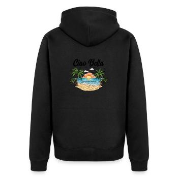 Ciao Bella - Unisex Premium Bio Zip Hoodie - Schwarz - Hinten - Nico (187cm)