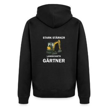 Stark Stärker Landschafts Gärtner - Unisex Premium Bio Zip Hoodie - Schwarz - Hinten - Nico (187cm)