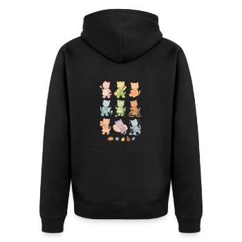 Chats rétro ludiques | Vintage Look - Veste à capuche bio Premium Unisexe - noir - Dos - Nico (187cm)