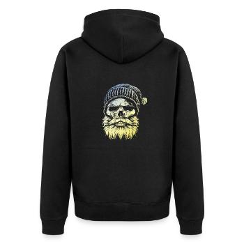 Holzfäller Skull - Unisex Premium Bio Zip Hoodie - Schwarz - Hinten - Nico (187cm)