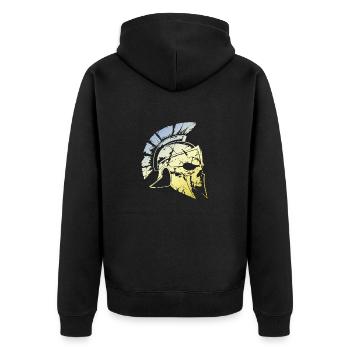 Spartan Gladiator Skull - Unisex Premium Organic Zip Hoodie - black - Back - Nico (187cm)