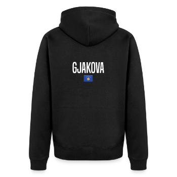 Gjakova, Kosovo - Veste à capuche bio Premium Unisexe - noir - Dos - Nico (187cm)