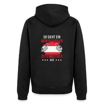 This is what a really cool Austrian looks like - Unisex Premium Organic Zip Hoodie - black - Back - Nico (187cm)
