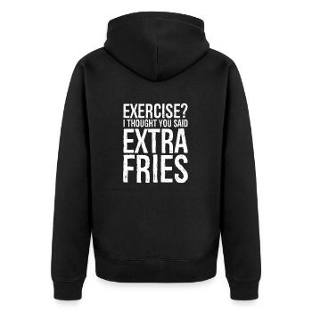 exercice Je pensais que vous aviez dit frites supplémentaires - Veste à capuche bio Premium Unisexe - noir - Dos - Nico (187cm)