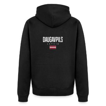 Daugavpils Lettland - Unisex Premium Bio Zip Hoodie - Schwarz - Hinten - Nico (187cm)